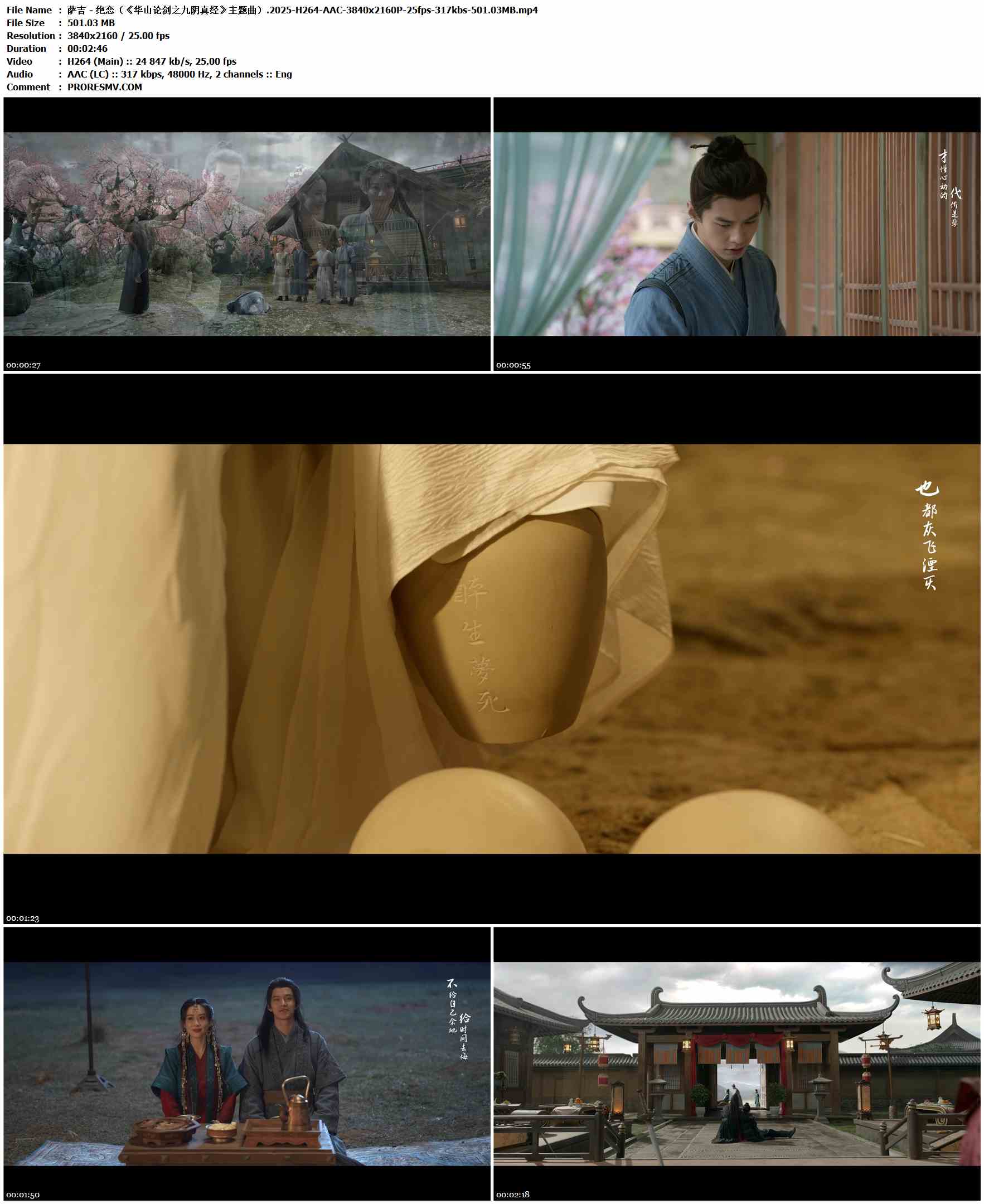 萨吉 - 绝恋（《华山论剑之九阴真经》主题曲）.2025-H264-AAC-3840x2160P-25fps-317kbs-501.03MB官方MV_高清MV